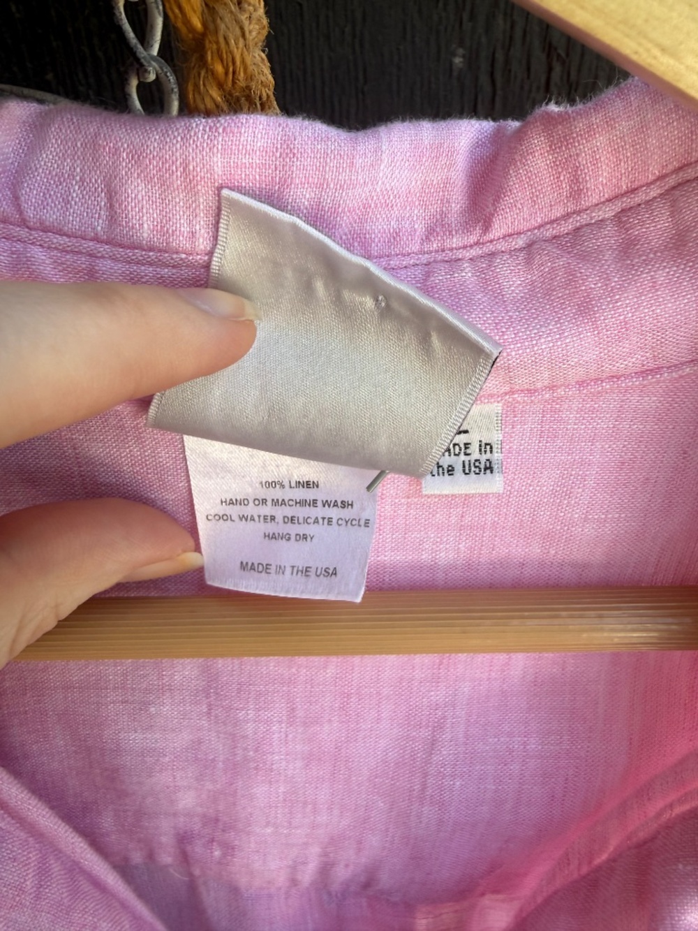 Finley Jenna 100% Linen Pink Layered Ruffle Tunic Shirt Dress Large Made USA - Picture 7 of 15